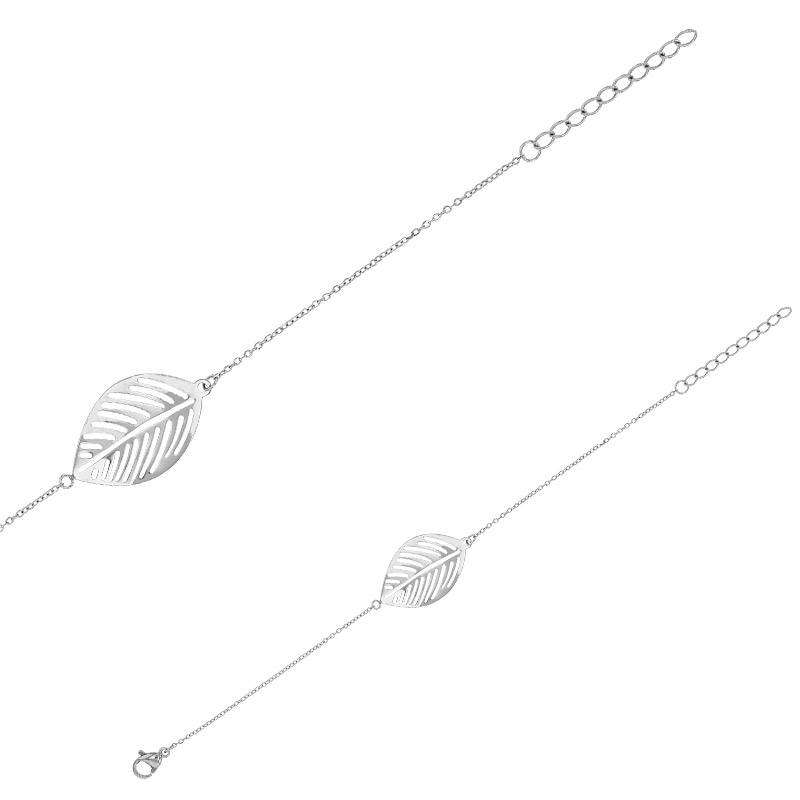 Bracelet feuille ajourée acier