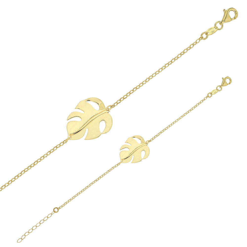 Bracelet Feuille en argent 925/1000 doré