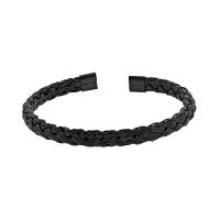 Bracelet fin en acier noir avec motifs tressés