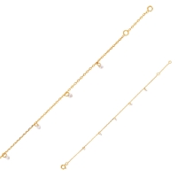 Bracelet fin plaqué or, petites pampilles en oxydes de zirconium couleur rubis