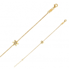 Bracelet fleur orné d'oxydes de zirconium, argent 925/1000 doré