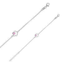 Bracelet fleurs émail rose en argent 925/1000 rhodié