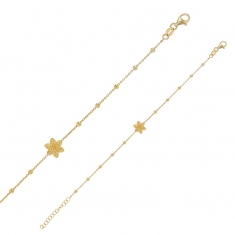 Bracelet fleurs en relief et boules, argent 925/1000 doré
