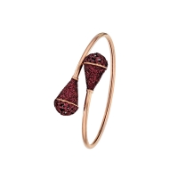 Bracelet flexible en acier doré-rose avec embouts pailletés couleur prune