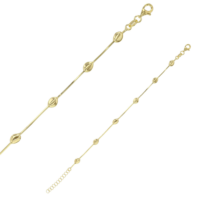 Bracelet forme cailloux, argent 925/1000 doré