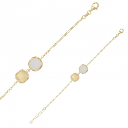 Bracelet forme carré en nacre et aspect brossé, argent 925/1000 doré