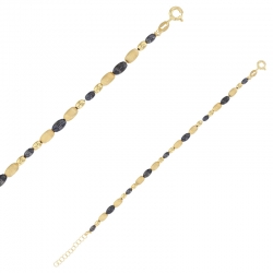 Bracelet forme ovales aspect brossé en ruthénium, argent 925/1000 doré