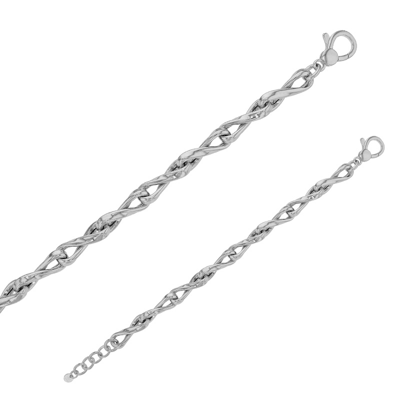 Bracelet formes infinis entrelacés, argent 925/1000 platiné