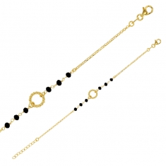 Bracelet GIPSY MARIA en argent 925/1000 doré avec pampilles en Onyx facetté