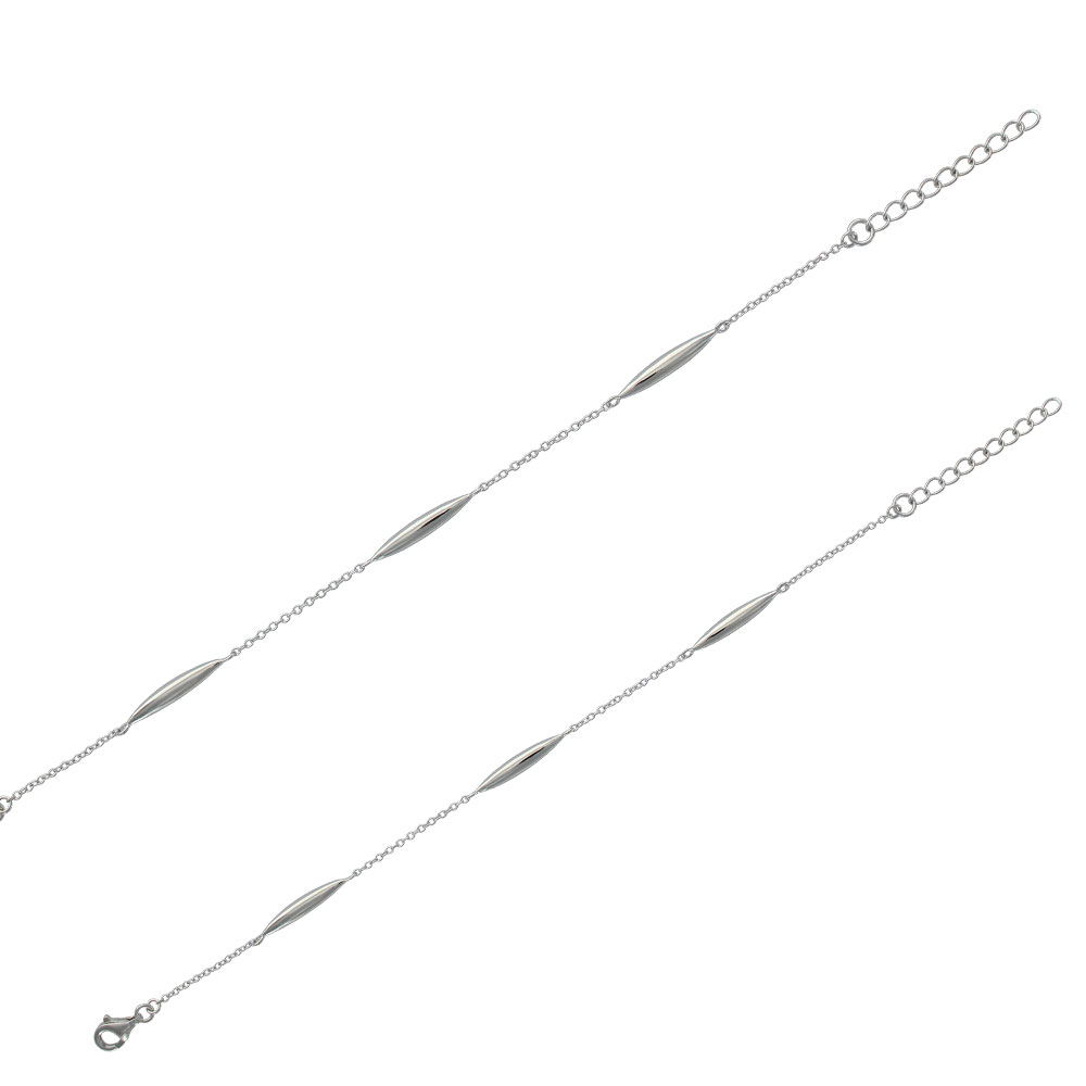 Bracelet gouttes allongées en argent rhodié 925/1000