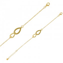 Bracelet 2 gouttes doublées maille jaseron, argent 925/1000 doré