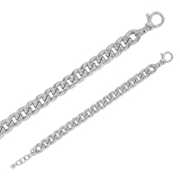 Bracelet grande maille gourmette, argent 925/1000 platiné