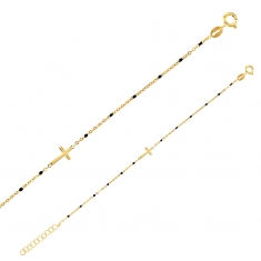Bracelet GYPSY MARIA en Argent 925/1000 doré avec croix et perles en émail noir