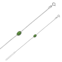 Bracelet GYPSY MARIA en Argent 925/1000 rhodié - médaille miraculeuse avec émail vert