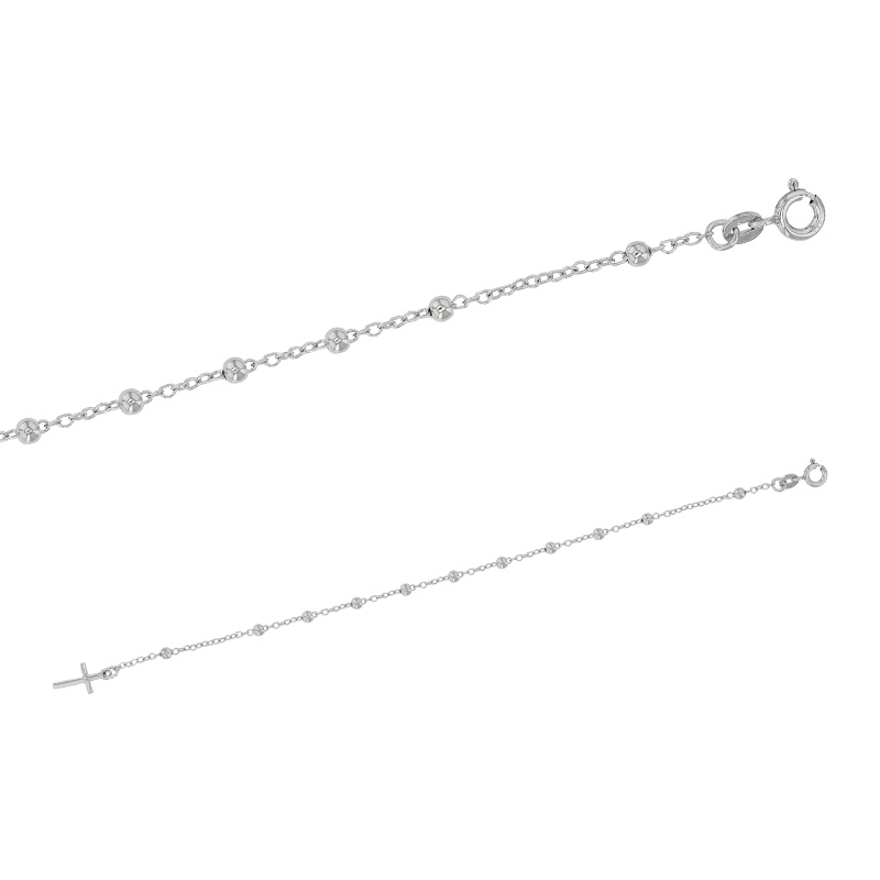 Bracelet GYSPY MARIA en argent 925/1000 rhodié avec boules lisses et petite croix