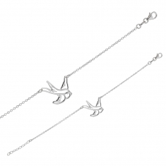 Bracelet hirondelle ajourée en argent rhodié 925/1000