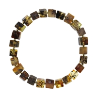 Bracelet homme élastique cube ambre cognac, miel, vert et cerise