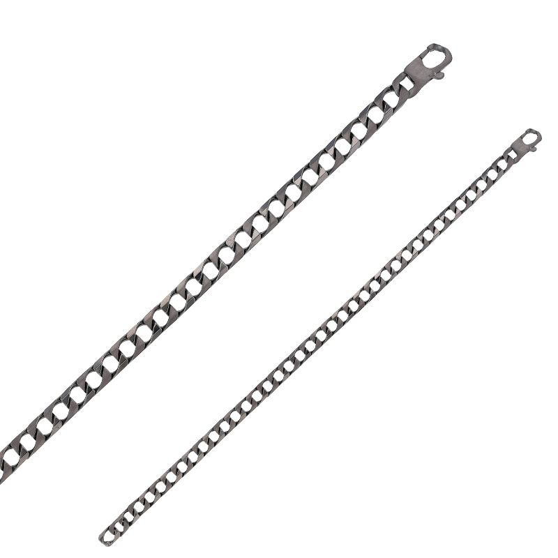 Bracelet homme maille cubique, argent 925/1000 vieilli