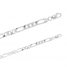 Bracelet homme maille figaro alternée 1x3 en argent 925/1000 rhodié