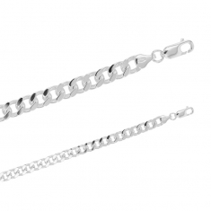 Bracelet homme maille gourmette carrée en argent 925/1000 rhodié