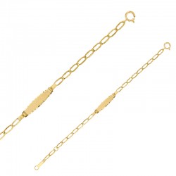 Bracelet identité bébé plaque ovale avec maille cheval, Or 750/1000
