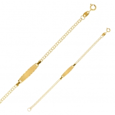 Bracelet identité bébé plaque rectangle avec maille hongroise, Or 750/1000