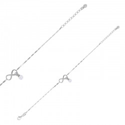 Bracelet infini orné d'une perle de culture en pampille, argent 925/1000 rhodié