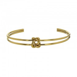 Bracelet jonc 2 rangs ornés d'un noeud en acier doré