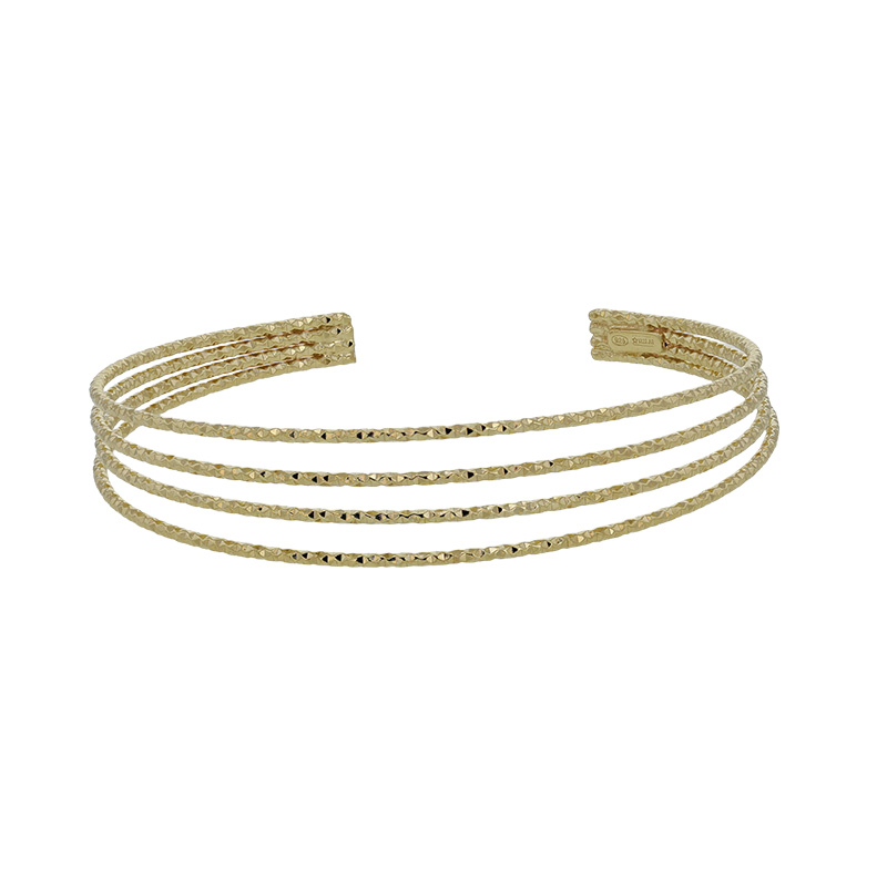 Bracelet jonc 4 rangs aspect diamanté en argent 925/1000 rhodié