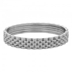Bracelet jonc 4 rangs en relief 6 x 5 cm, fermoir à clip acier