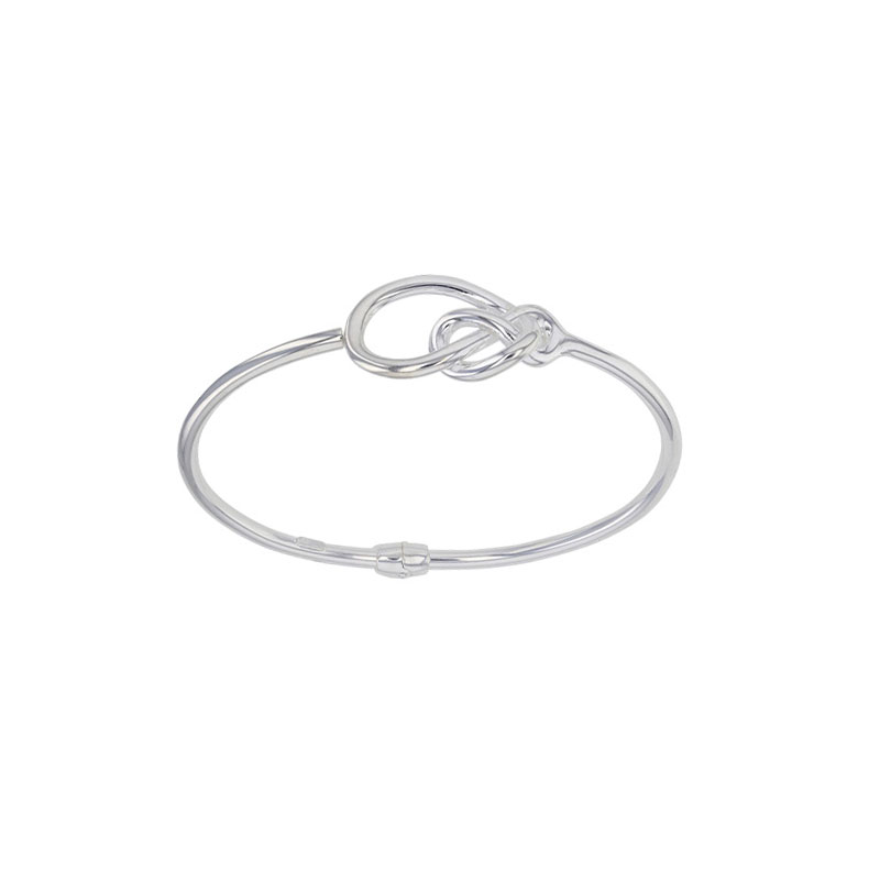Bracelet jonc articulé de forme torsadée double noeud argent rhodié 925/1000