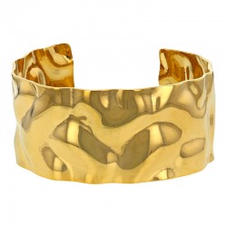 Bracelet jonc aspect martelé 6,5 x 5cm en acier doré