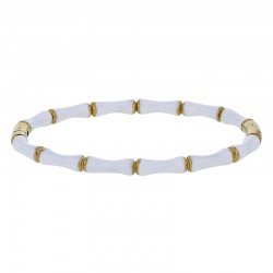Bracelet jonc effet bambou en émail blanc 6 x 5cm, acier doré