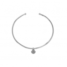Bracelet jonc en argent 925/1000 rhodié orné d'un coquillage