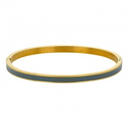 Bracelet jonc fin émail bleu en acier doré