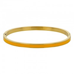 Bracelet jonc fin émail bleu en acier doré