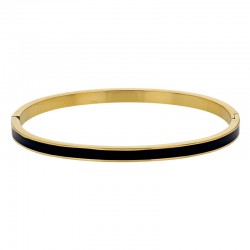 Bracelet jonc fin émail bleu en acier doré