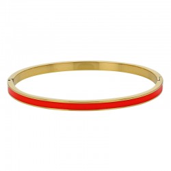 Bracelet jonc fin émail bleu en acier doré