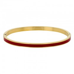 Bracelet jonc fin émail bleu en acier doré