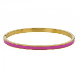 Bracelet jonc fin émail bleu en acier doré