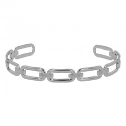 Bracelet jonc maille ovale entrelacée 6 x 5cm en acier doré