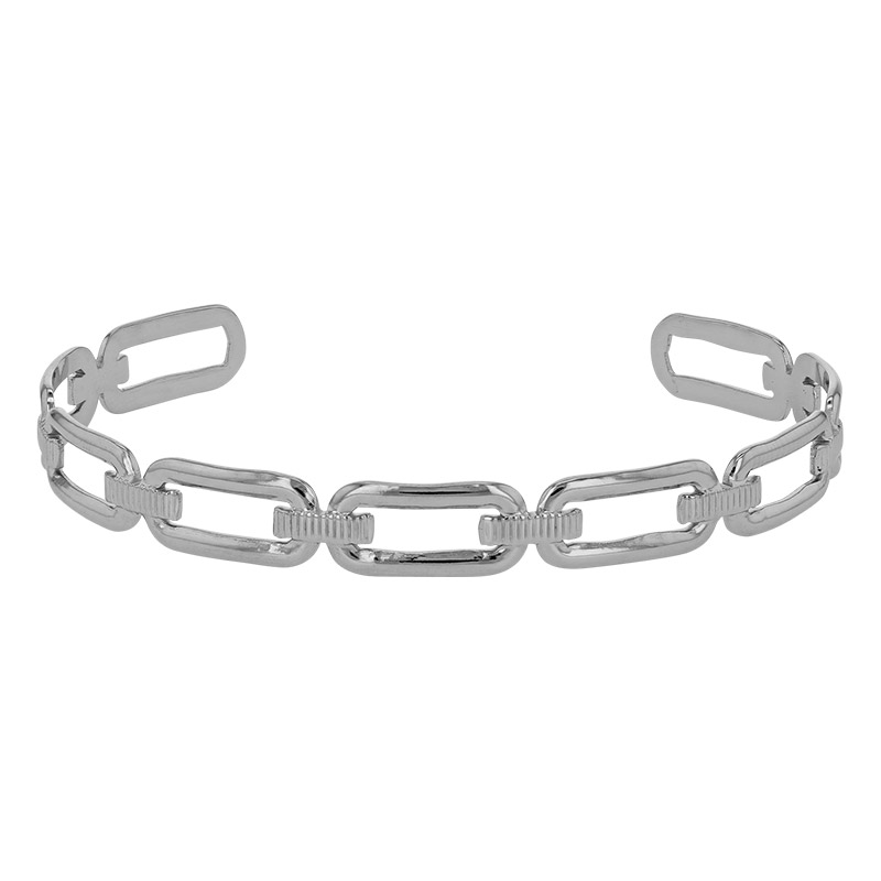 Bracelet jonc maille ovale entrelacée 6 x 5cm en acier doré