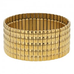 Bracelet jonc maille rectangulaire l 28mm en acier doré