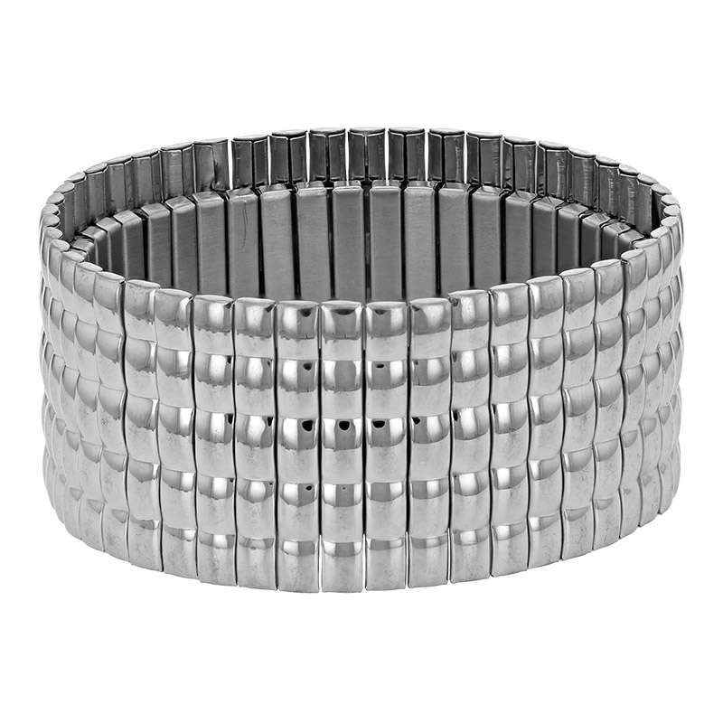 Bracelet jonc maille rectangulaire l 28mm en acier doré
