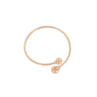 Bracelet jonc orné de 2 boules en acier doré-rose