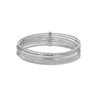 Bracelet jonc semainier, argent 925/1000 platiné