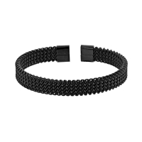 Bracelet large en acier noir avec motifs tressés