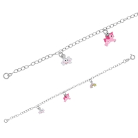 Bracelet licorne et arc-en-ciel émaillés, argent 925/1000 rhodié