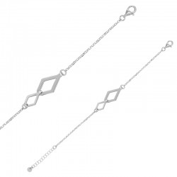Bracelet 2 losanges doublés maille jaseron, argent 925/1000 rhodié