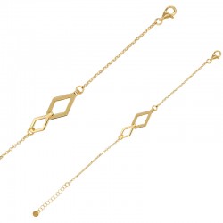 Bracelet 2 losanges doublés maille jaseron, argent 925/1000 rhodié